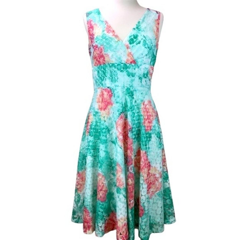 Sandra Darren Dress Floral Eyelet Overlay New - Picture 2 of 10